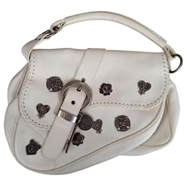 Sac Gaucho Dior en cuir blanc