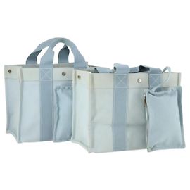Hermès HERMES Bolsa de Mano Bora Bora MM de Lona 2 Set Azul Bebé Plata Auth mr1842