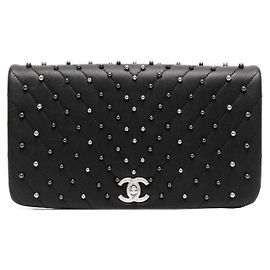 Borsa in pelle trapuntata nera a zigzag Chanel - Anni 2010