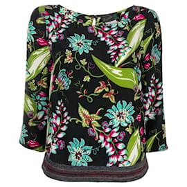Blouse en soie multicolore à fleurs Prada - Années 2010