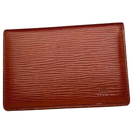 Portacarte in pelle plissettata Issey Miyake vintage marrone