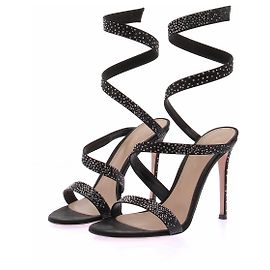 Gianvito Rossi Sandalias negras en espiral con purpurina