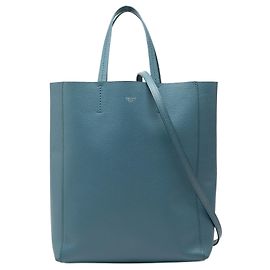 Céline Borsa a mano verticale in pelle di vitello grana blu Celine piccola