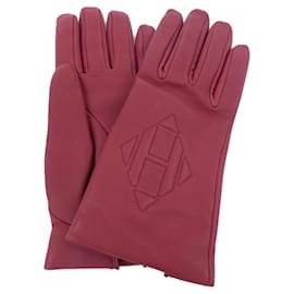 Warme rote Lederhandschuhe von Hermes - Hermès