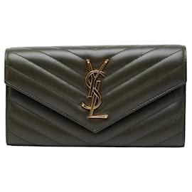 Saint Laurent Cassandra V-Stitch Long Wallet White Leather ref