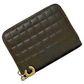 Céline Celine Coin Purse in Khaki Green Leather