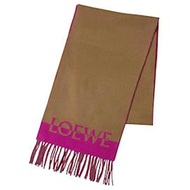 Loewe Zweifarbiger Schal aus Wolle und Kaschmir Rosa Beige