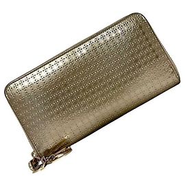 Cartera larga de cuero Cannage dorado Christian Dior