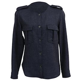 Blusa Bottonata Isabel Marant in Lana Blu Navy