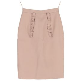 Jupe crayon mi-longue Cammeo en nylon rose de Miu Miu