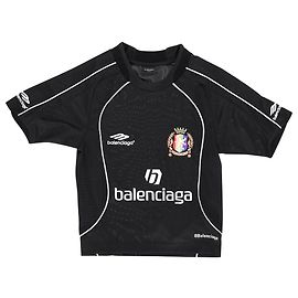 T-shirt da calcio Balenciaga Lion Crest in poliestere nero