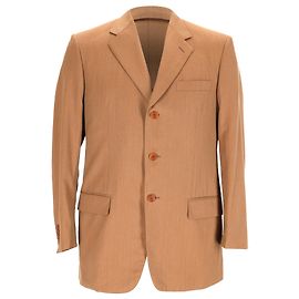 Blazer monopetto in lana marrone con tasche di Balenciaga