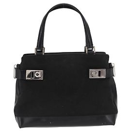 Borsa Tote in Tela Double Gancini con Fibbia Laterale Salvatore Ferragamo
