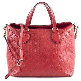 Borsa tote in pelle rossa Guccissima di Gucci