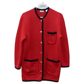 Abrigo de punto de lana Céline rojo y negro
