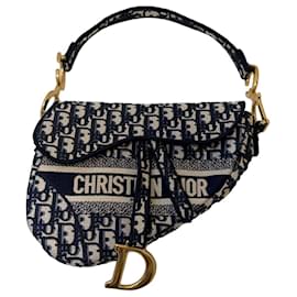 Christian Dior Pochette Chaîne Saddle Jacquard Oblique Bleu