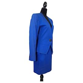 Jupe tailleur bleue YSL en coton piqué - Yves Saint Laurent
