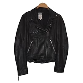 Zara Perfecto Lederjacke Schwarz
