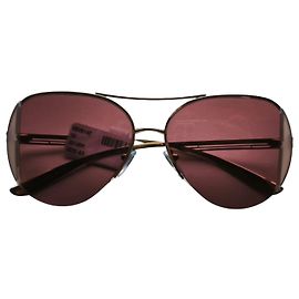 Bulgari BVLGARI Gold Aviator Sonnenbrille mit Rosa Gläsern