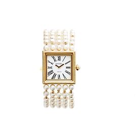 Chanel 1989 Reloj Mademoiselle 16 cm Pulsera de Perlas de Oro Amarillo M