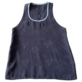Autre Marque Camiseta de seda marrom escura com detalhes cinza CFOC - Tamanho S