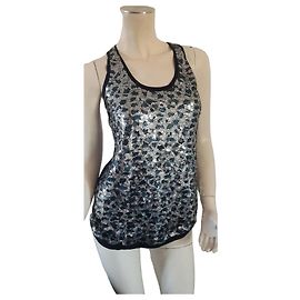 Top Bcbg Max Azria de algodón azul marino con lentejuelas