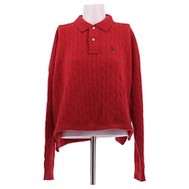 Polo Ralph Lauren Polo-Pullover aus rotem, gedrehtem Strick aus Wolle und Kaschmir