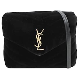 Saint Laurent Borsa a tracolla in velluto nero Loulou