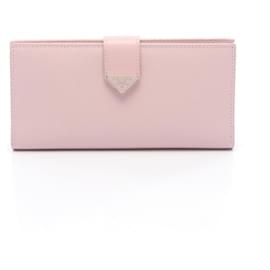 Billetera larga bifold de cuero Saffiano con logo triangular de Prada