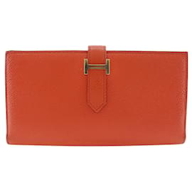 Carteira Soufflet Bearn em Epsom laranja Hermès