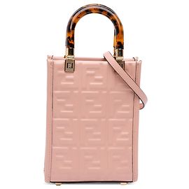 Fendi Borsa tote Sunshine in pelle goffrata Zucca mini rosa