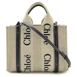 Chloé Chloe Woody 2-Wege Tasche aus Canvas und Leder