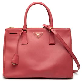 Borsa Prada Galleria Double Zip in Saffiano Lux rosa medio