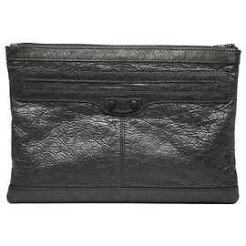 Clutch Balenciaga Motocross Classic Clip M in agnello nero