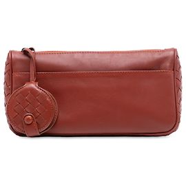 Pochette Intrecciato in Nappa Marrone di Bottega Veneta