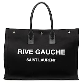 Borsa Rive Gauche in tela nera Saint Laurent