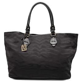 Fendi schwarze Canvas-Tasche mit Tigerdruck