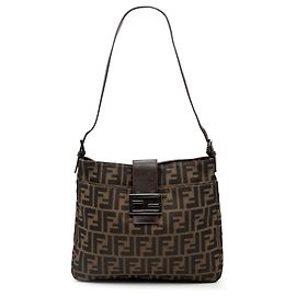 Borsa a spalla in tela Zucca marrone Fendi
