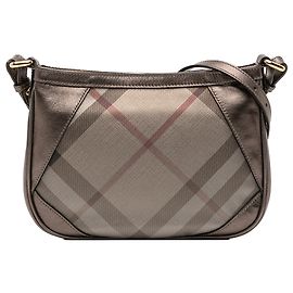 Borsa a tracolla in tela a quadri Supernova marrone e pelle metallica Burberry