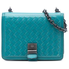 Bolsa de Ombro Bottega Veneta Mini Nappa Intrecciato Azul da Coleção Runway