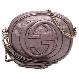 Gucci Pink Mini Metallic Pebbled Kalbsleder Soho Ketten-Crossbody