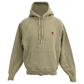 Kleine A Herz Popover Hoodie aus grüner Baumwolle AMI Paris - Ami
