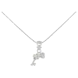 Autre Marque Collana in diamante a forma di cuore quadrifoglio in oro bianco Au750