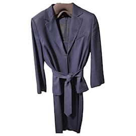 Conjunto Max & Co Vestido Tubo y Chaqueta con Cinturón Azul Marino