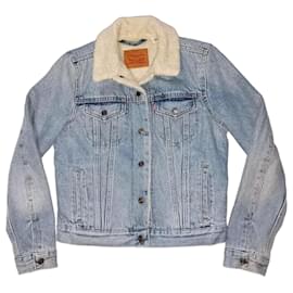Chaqueta de mezclilla tipo trucker estándar azul con forro Sherpa para mujer tipo 3 - Levi's