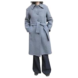Abrigo Burberry de lana gris con cinturón