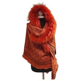 Mantella Loewe Arancione in Lana con Stampa