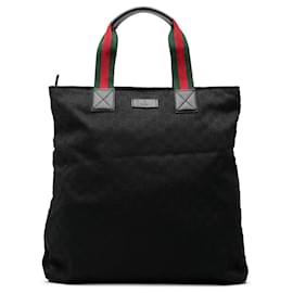 Borsa tote in tela GG nera di Gucci