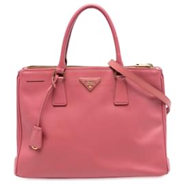 Borsa Prada Galleria Double Zip in Saffiano Lux rosa medio