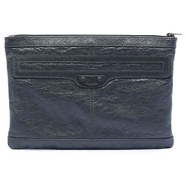 Clutch Balenciaga Motocross Classic Clip M em couro de cordeiro preto